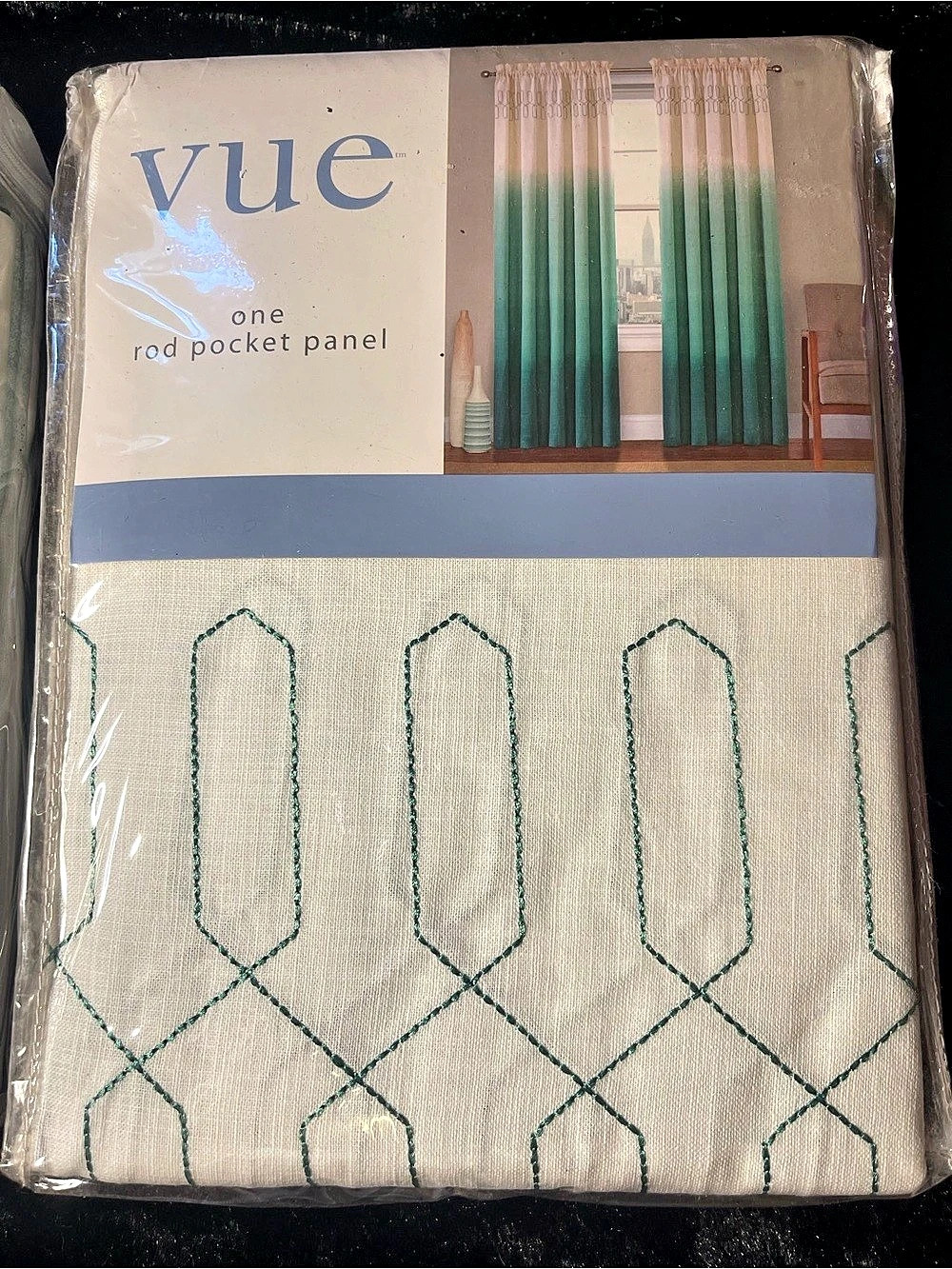 Vue Arashi Ombre Teal Rod Pocket Panel Teal Geometric Curtain Panel Set